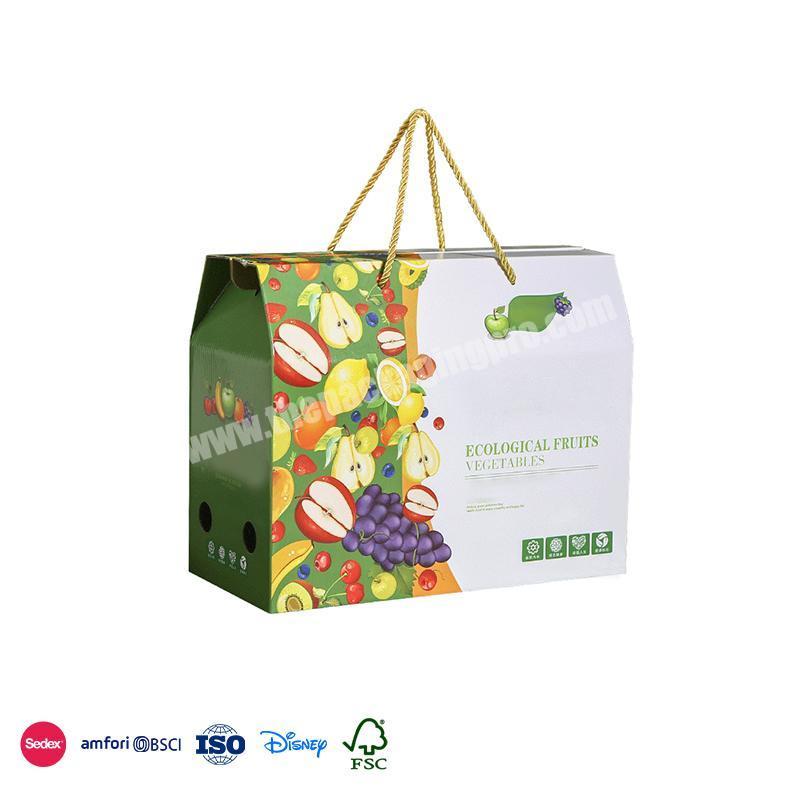 China Manufacturer Custom Moisture-proof and anti-corrosion material with firm hand strap fruit packaging box