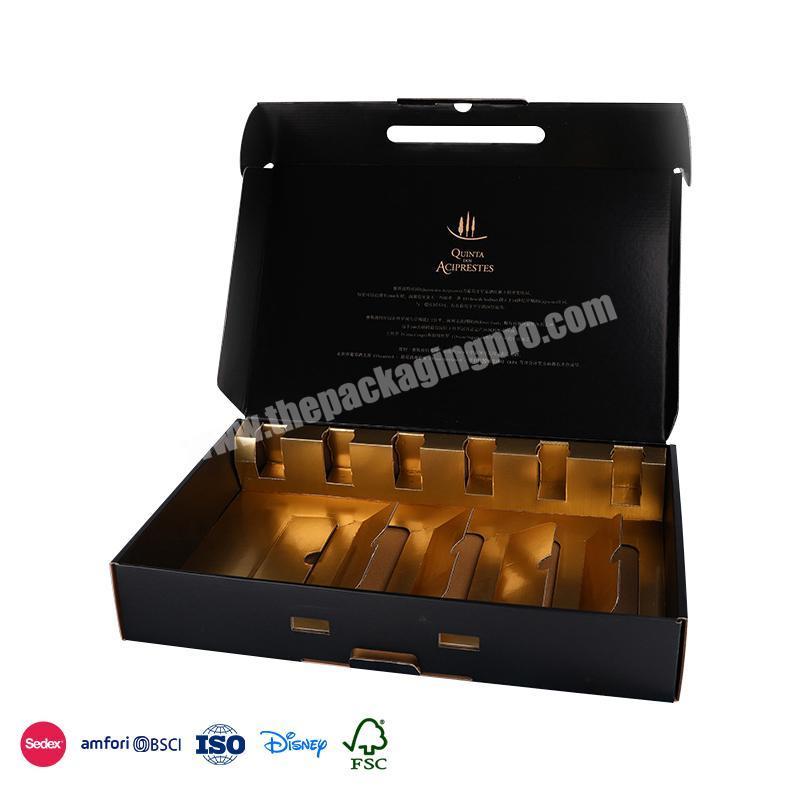 China Manufacturer Waterproof material with inner display stand gift box high-end red wine paper box manufacturer
