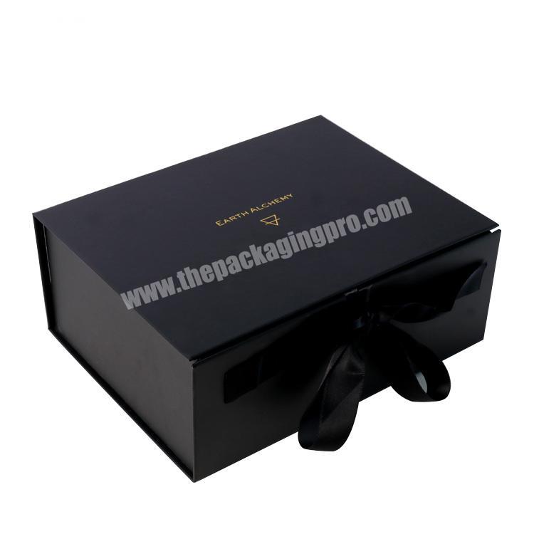 China Wholesale Custom Logo Recycled Cardboard Packaging Magnetic Closure Black Foldable Paper Gift Boxes