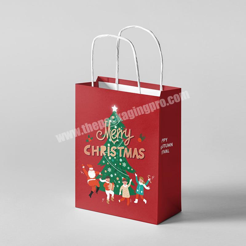 Christmas Tote Bag Paper Clothing Gift Shopping Paper Bag Christmas Kraft Paper Gift Bag Wholesale
