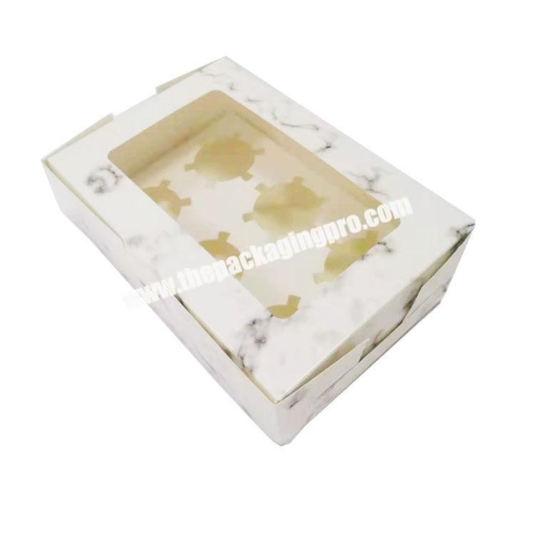 Factory Price Custom Printed Bakery 6 Holes Cupcake Boxes Pastry Cake Packaging Paper Boxes With Window