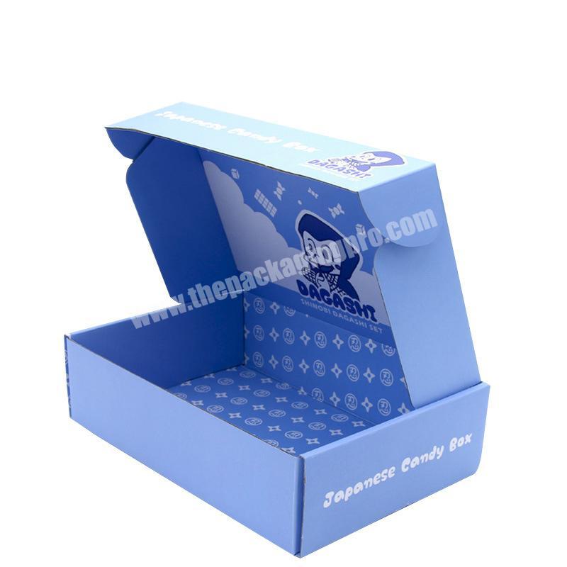 Clothing Packaging Paper Corrugated Cardboard Mailer Box Mailing Matte Blue Custom Large Shipping Boxes with Logo