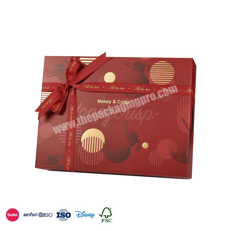Comfortable New Design Red Side Cutout Bracelet with Ribbon Decoration apple fruit packaging boxes manufacturer