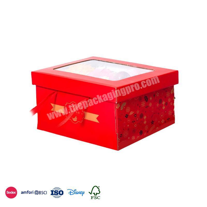 Comfortable New Design Red transparent window box cover to increase capacity design luxury fruit box