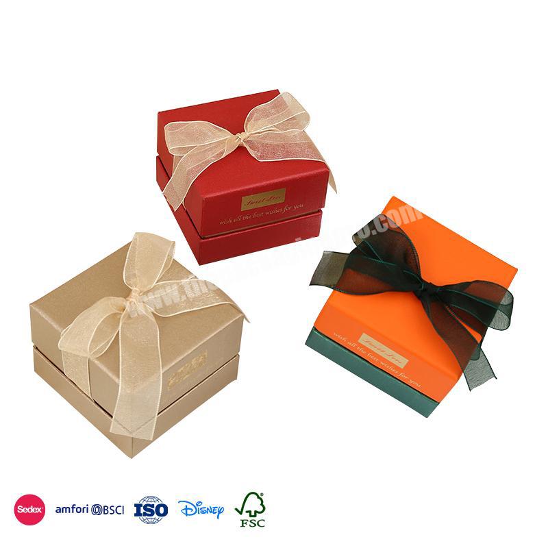 Comfortable New Design Small square with ribbon design advanced texture four pieces chocolate rigid boxes