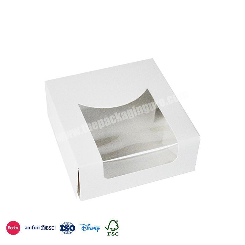 Comfortable New Design Solid ribbon concise logo transparent display window design cake takeaway box