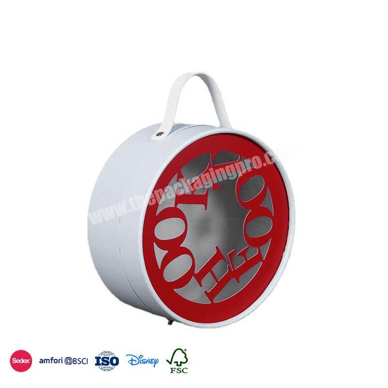 Comfortable New Design White Round Red Cutout Pattern Design with Bracelet round gift boxes for flower