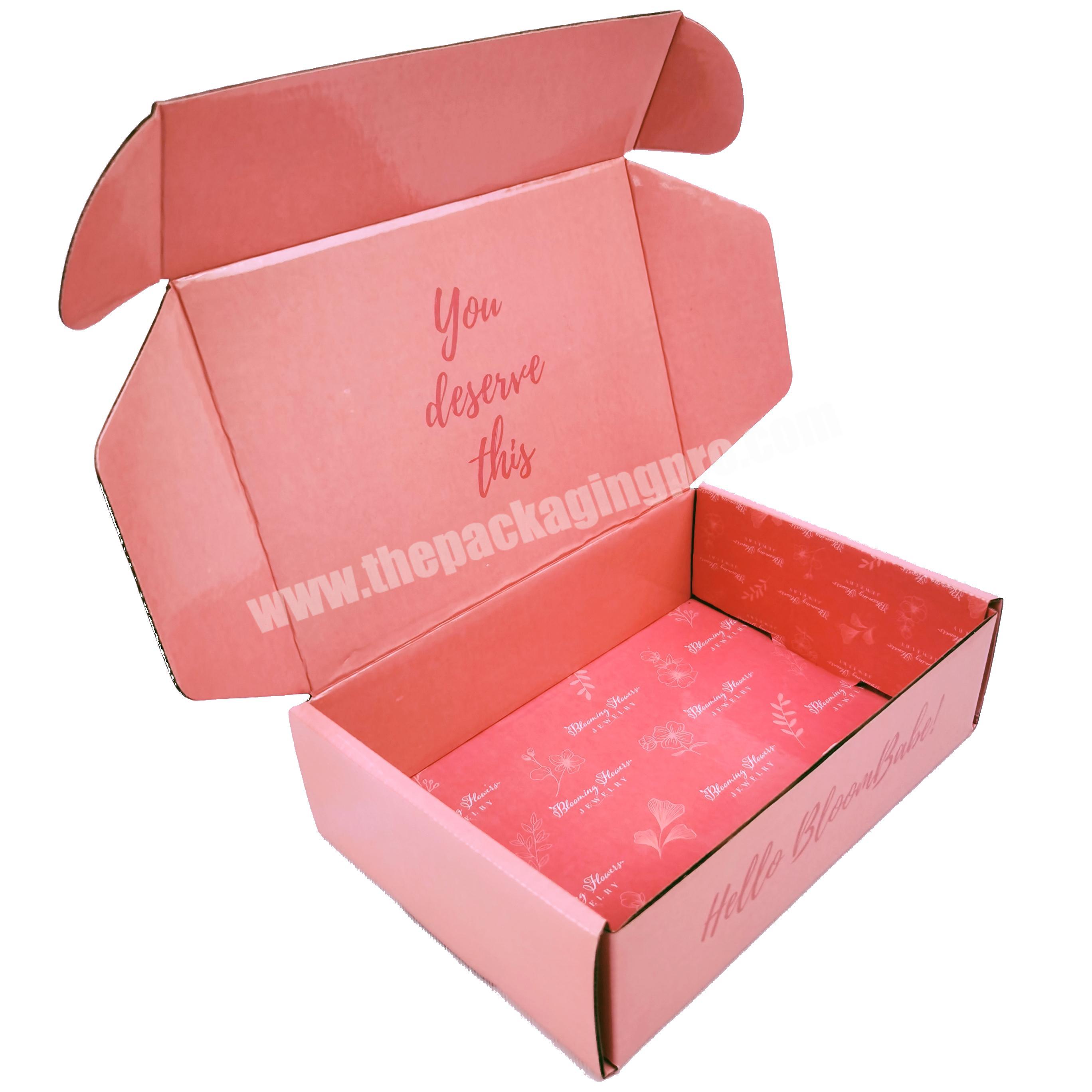 Corrugated E-flute custom  shipping boxes mailer packaging boxes for Clothing Shoes Dress Apparel Lingerie mailer gift carton