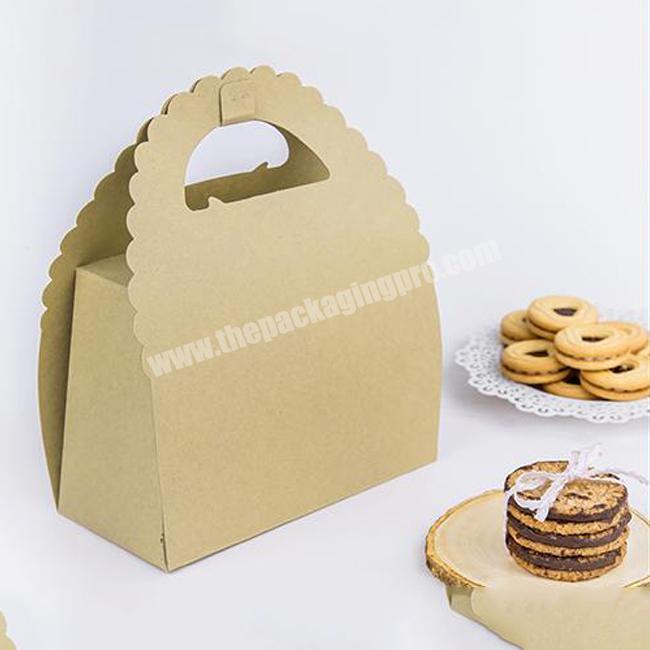 Corrugated cardboard packaging box gift with handle custom kraft paper cake mooncake cookie box with handle
