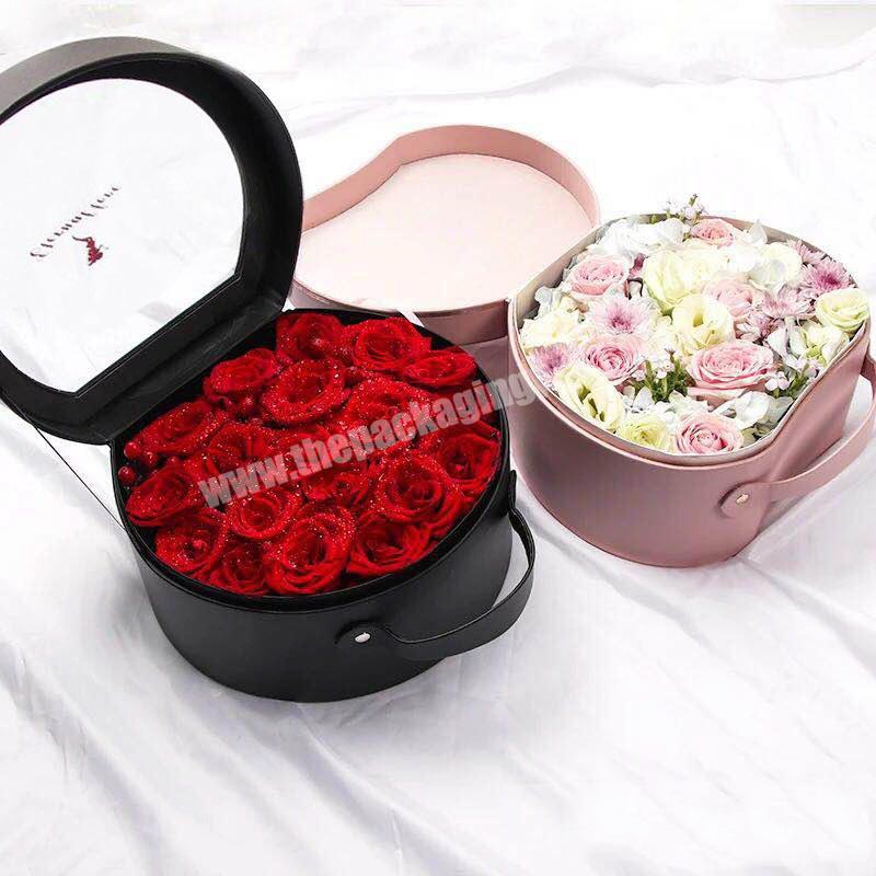 Creative Apple Shaped Leather Flower Box Portable Immortal Flower Bouquet Arrangement Gift Packaging Box Gift Box With Handle