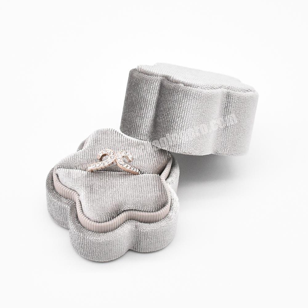 Creative Design Luxury Flower Shaped Gray Silver Ring Packaging Box Wholesale Jewellery Packaging Display Box For Rings