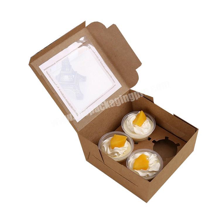 Creative Kraft Paper 4 Mug Muffins Transparent Window West Point Cake Cup Box