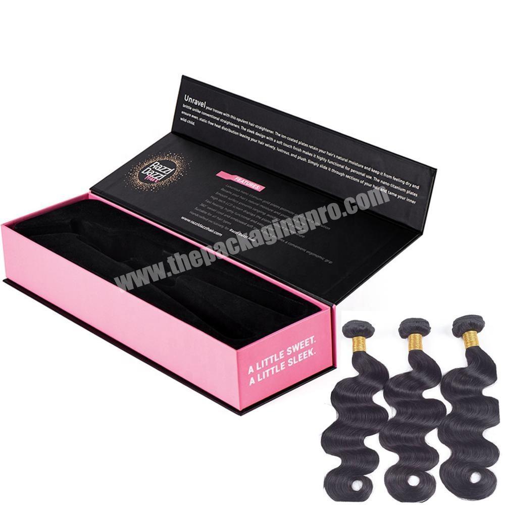 Creative Pink 3 Bundle Virgin Hair  Custom Logo Luxury Hair Packaging Boxes