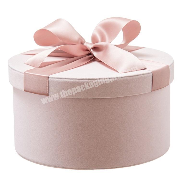Creative design luxury durable wholesale cardboard custom round velvet gift box different colors velvet gift box