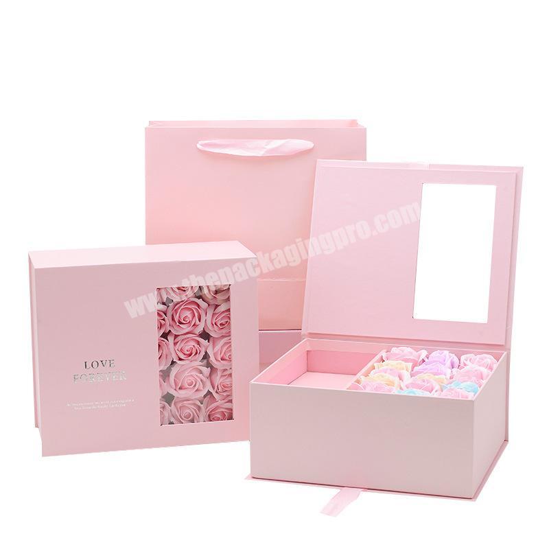 Creative hot selling soap rose flower gift box creative wholesale luxury valentine set gift box mothers day