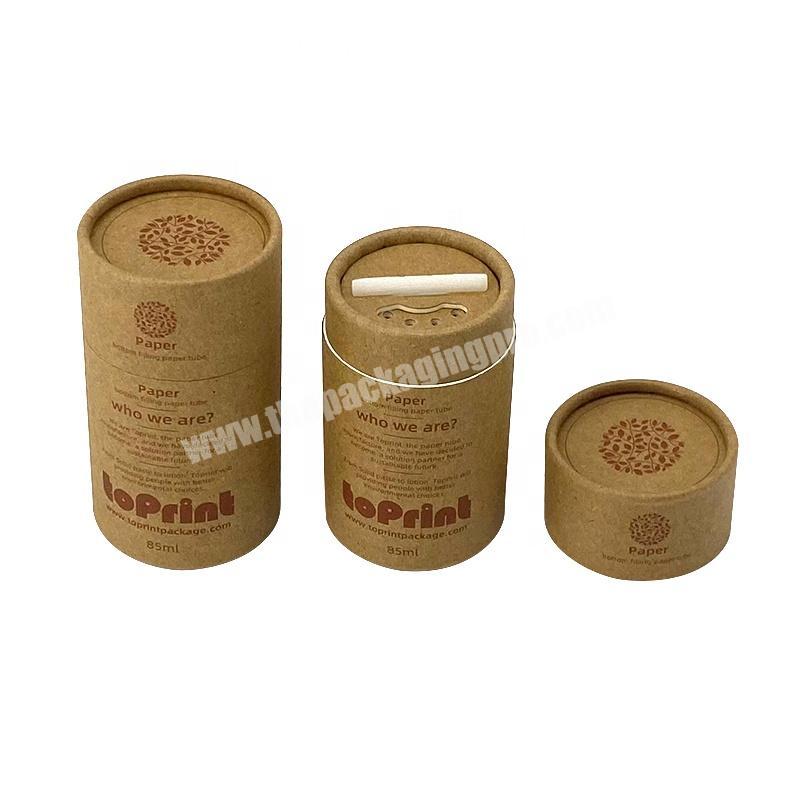 Custom 100G Recycled Spice Paper Container Round Kraft Tube Cylinder Loose Bath Salt Powder Rotating Sifter Food Packaging Box