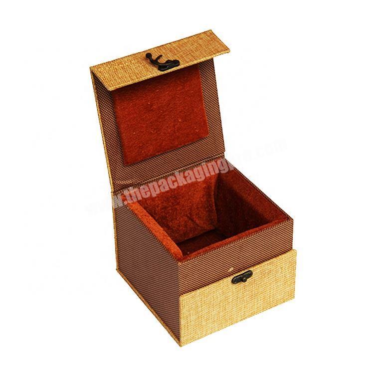 Custom Accepted Luxury Woven Cloth Coated Paperboard Gift Packaging Square Paper Kraft Box for Watch