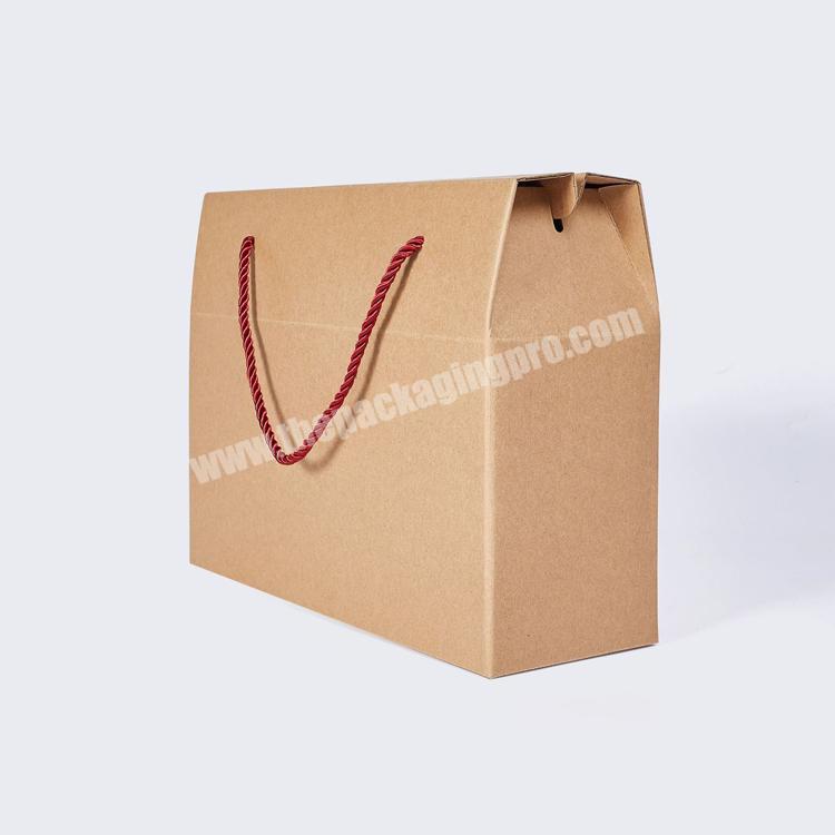 Custom Biodegradable Corrugated Cardboard Paper Boxes Shipping Fruit Carton with Rope Handle Rice Cherry Eggs Packaging