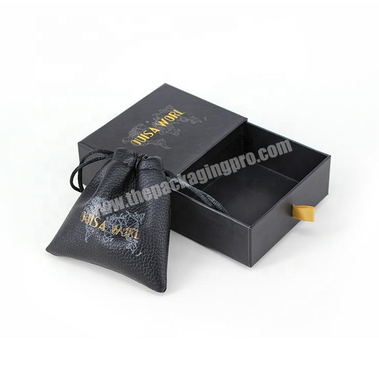 Custom Black Slide Open Drawer Gift Box Jerelry Box Logo with Pouch