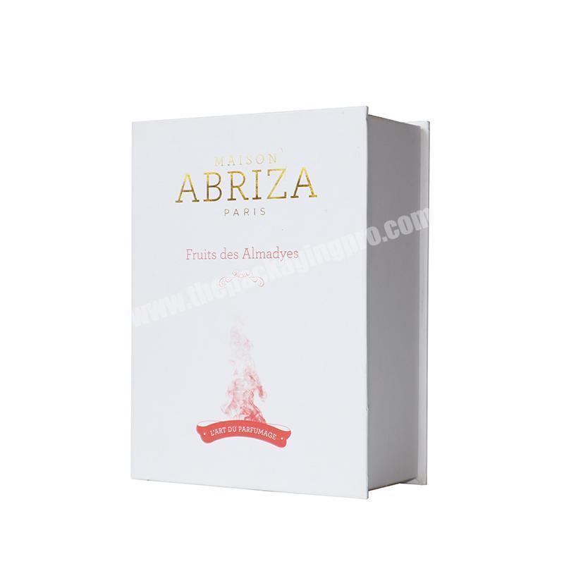 Custom Book Shape Magnetic Lid Cardboard Fragrance Packing Pox Luxury Packaging For Perfume Bottle With EVA Insert
