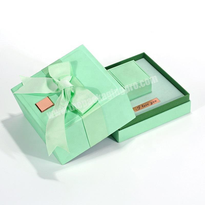 Custom Bowknot Gift Box Ring Set Box Double Layer Jewelry Display Box