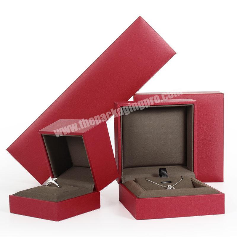 Custom Brocade Jewelry Luxury Empty Paper Gift Pack Box Red Flip Jewelry Packaging Box with Logo Printed