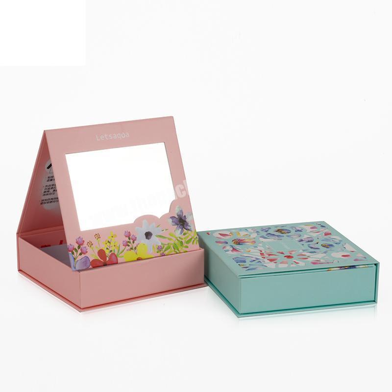 Custom Cardboard Paper Box Packaging Magnetic Pink Girls Mirror Makeup Vanity Gift Box