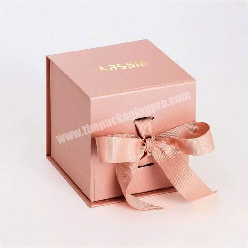 Custom Cardboard Paper Flat Pack Ribbon Packaging Magnetic Folding Gift Box