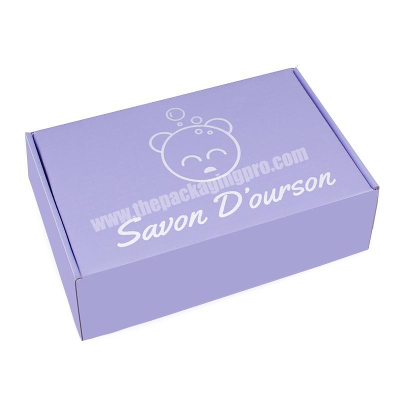 Custom Cheap Logo Printed Purple Soap Corrugated Shipping Box With Tear Line
