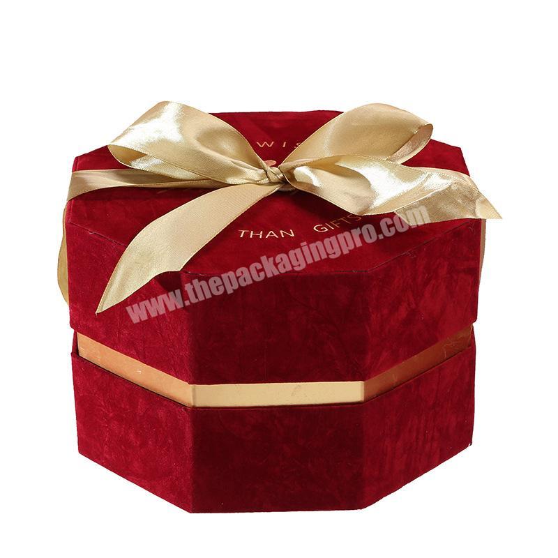 Custom Christmas Mather's Day Velvet Cardboard Packaging Box Gift Wedding Gift box With Ribbon