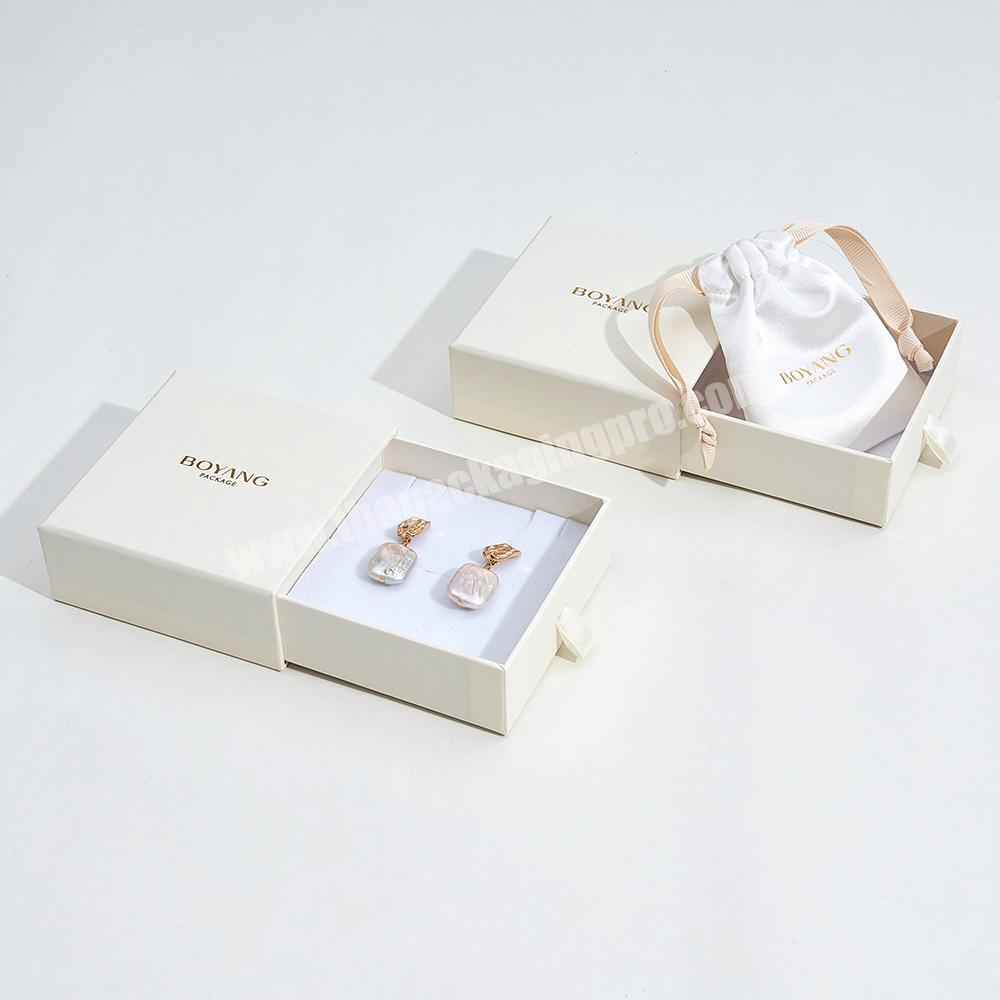 Custom Drawer Paper Necklace Ring Earing Packaging Eco Beige Gift Jewelry Box