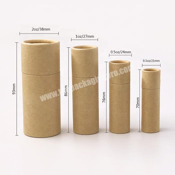 Custom Eco Friendly Cylinder Containers Kraft Cosmetic Lip Balm Packaging Paper Tubes