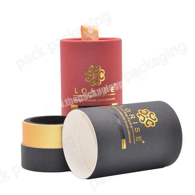 Custom Black Cylinder Fragrance Gift Paper Tube Packaging Box With Foam Insert For Perfume