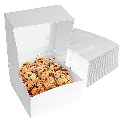 Custom Food Safe Kraft Paperboard Pastries Pie Packaging Paper Pastry Bakery Cookie Boxes With Window