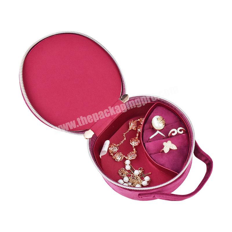 Custom Genuine Suede Small Round Jewelry Case Mini Women Travel Jewelry Box For Daily Use