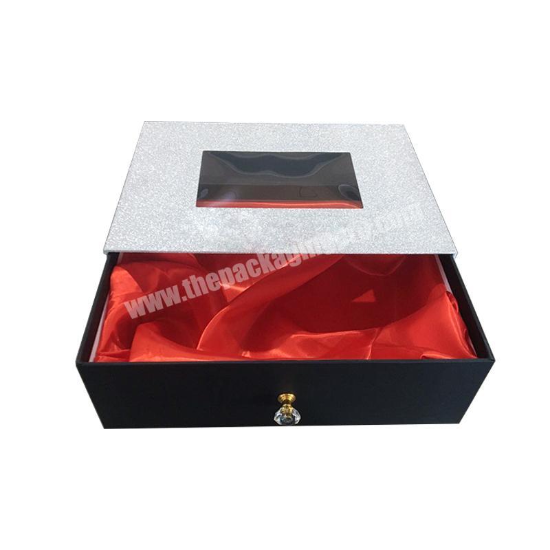 Custom Hair Extension Cardboard Gift Box with Satin Glitter Wigs Packaging Boxes for Cosmetic Box and Gift Box