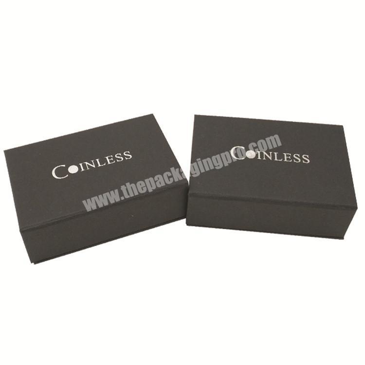 Custom High Quality Black Flip Wallet Packaging Box For Men Gift Boxes