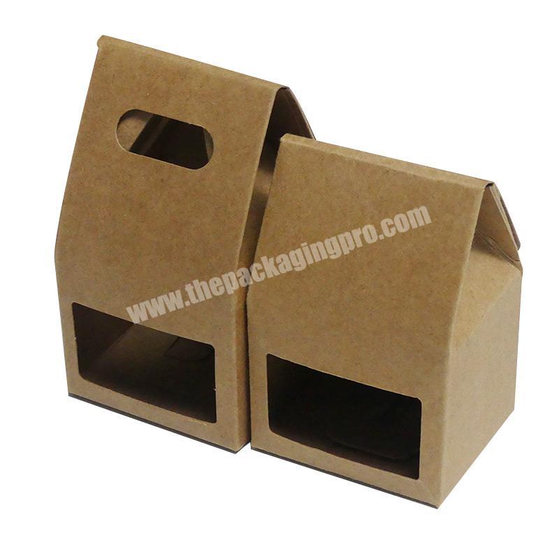 Custom Logo Brown Kraft Paper Slant Top Portable Cosmetic Box With Transparent Window