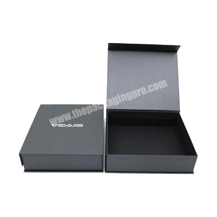 Custom Logo Cardboard Packaging Boxes Matt Black Luxury Rigid Packing Flap Lid Magnetic Paper Gift Box
