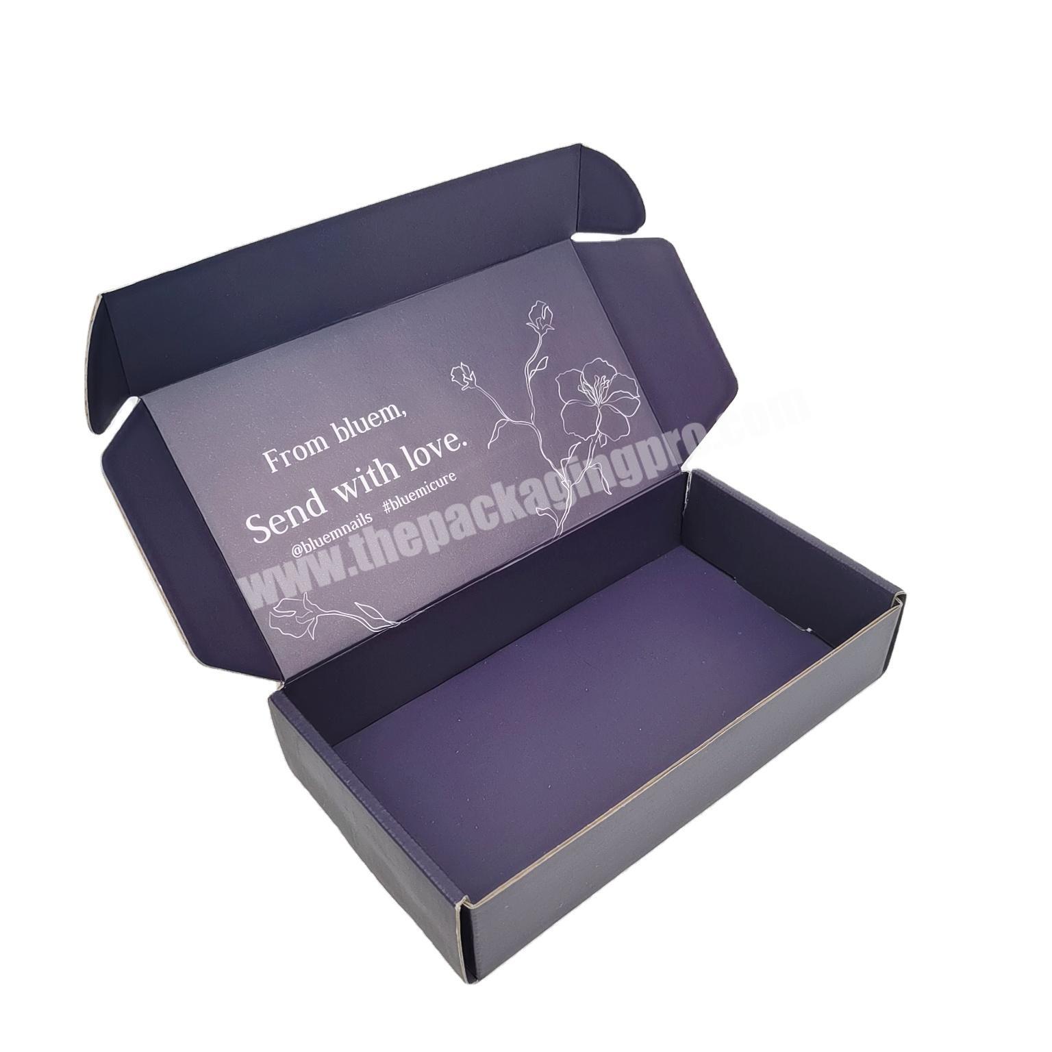 Custom Logo Double Sides Printing Folded Purple Mailer Shipping Box For Cloth