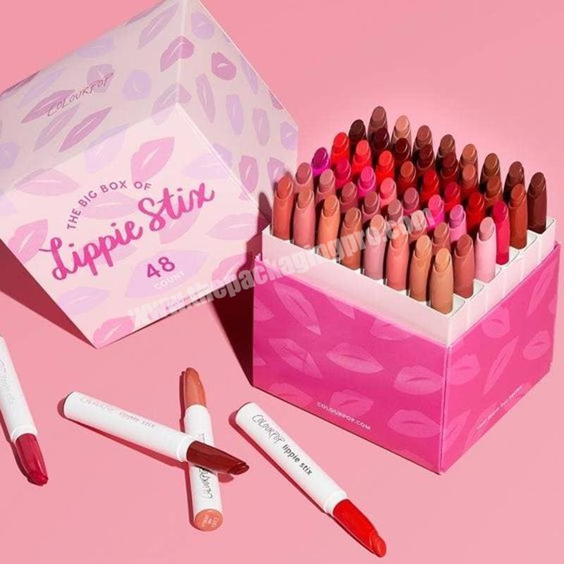 Custom Logo Empty Embossing UV Coating Premium Lipgloss Boxes Gift Makeup Lipstick Set Cosmetic Paper Box Packaging