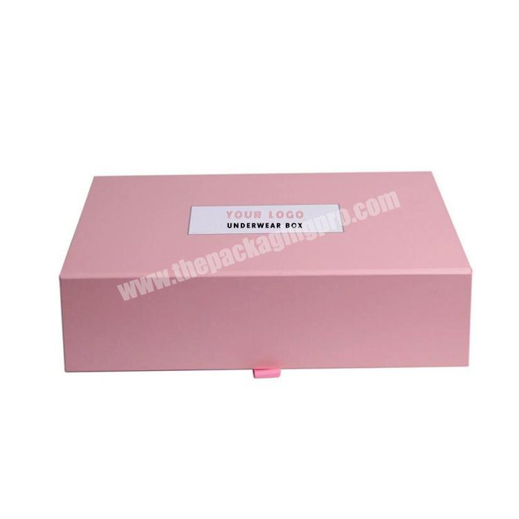 Custom Logo Foldable Magnetic Cardboard Underwear Storage Box Luxury Competitive Price Lingerie Packaging Cardboard Boxes