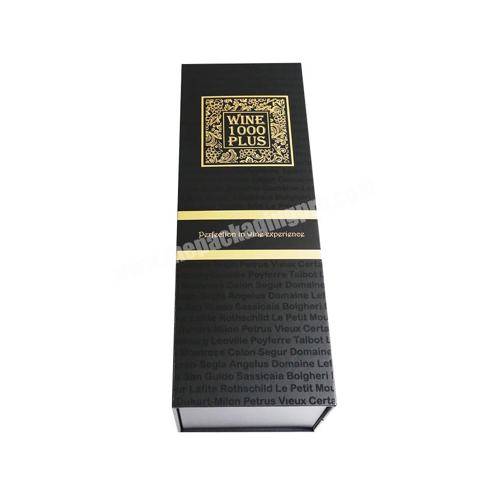 Custom Logo Hot Stamping Luxury Rigid Paper Cardboard Gift Packaging Red Wine Bottle Glasses Box