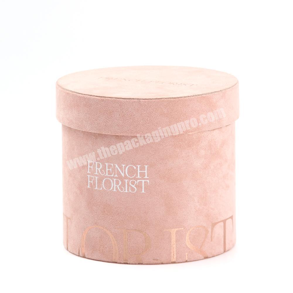 Custom Logo Luxury Pink Rose Packaging Paper Cylinder Rigid Cardboard with Hat Round Tube Gift Flower Box
