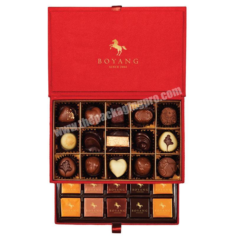 Custom Logo Luxury Red Candy Chocolate Boxes Packaging With Ribbon Decoration