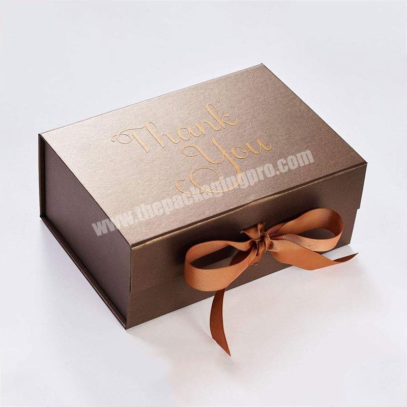 Custom Logo Printed Flat Packaging Rigid Paper Clothing Shoe Foldable Ribbon Magnetic Closure Folding Gift Boxes