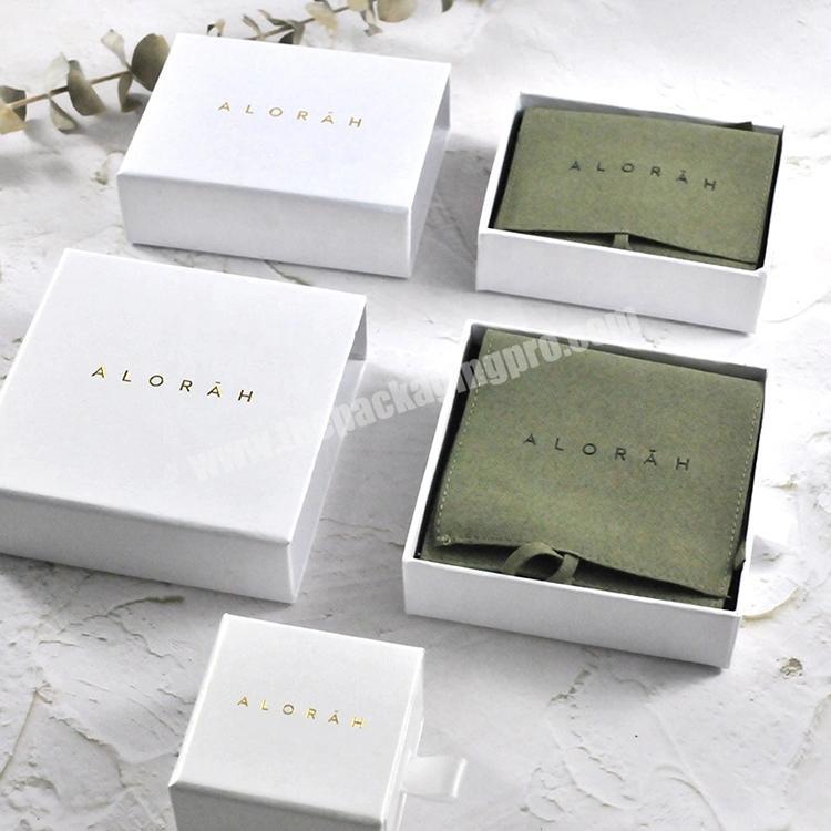 Custom Logo Printed Jewellery Packaging Boxes Jewelry White Drawer Paper Box Gift Sliding Jewelry Packaging Box