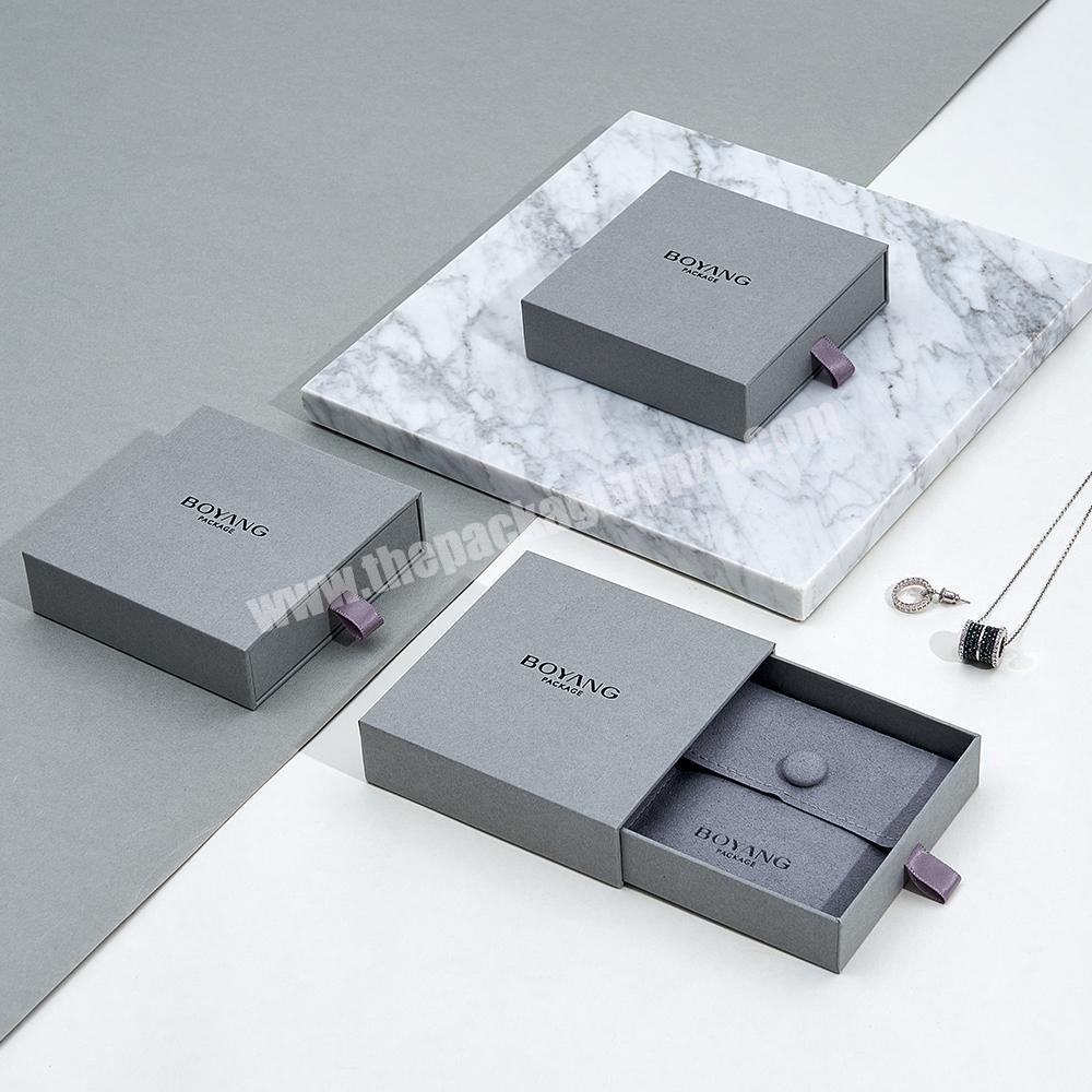 Custom Logo Printed Luxury Cardboard Jewelry Sliding Drawer Packaging Box Set