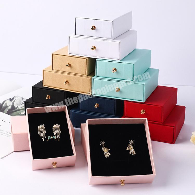 Custom Logo Printed Small Paper Cardboard Ring Necklace Earring Bracelet Packaging Drawer Jewelry Box