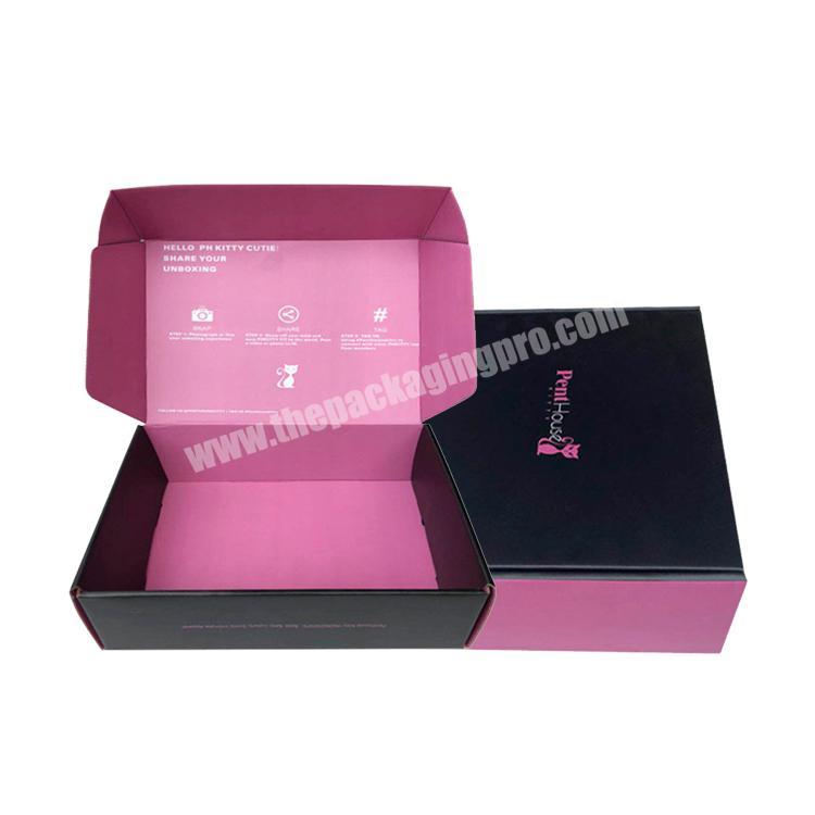 Custom Logo Shipping Boxes Black Pink Corrugated Paper Clothing Shoe Gift Packaging Cardboard Mailer Boxes